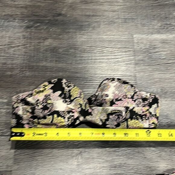 Victoria's Secret Bikini Padded Bandeau Black Floral 34B M - no straps - Picture 7 of 8